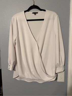 Banana Republic Ivory Faux-Wrap Blouse
